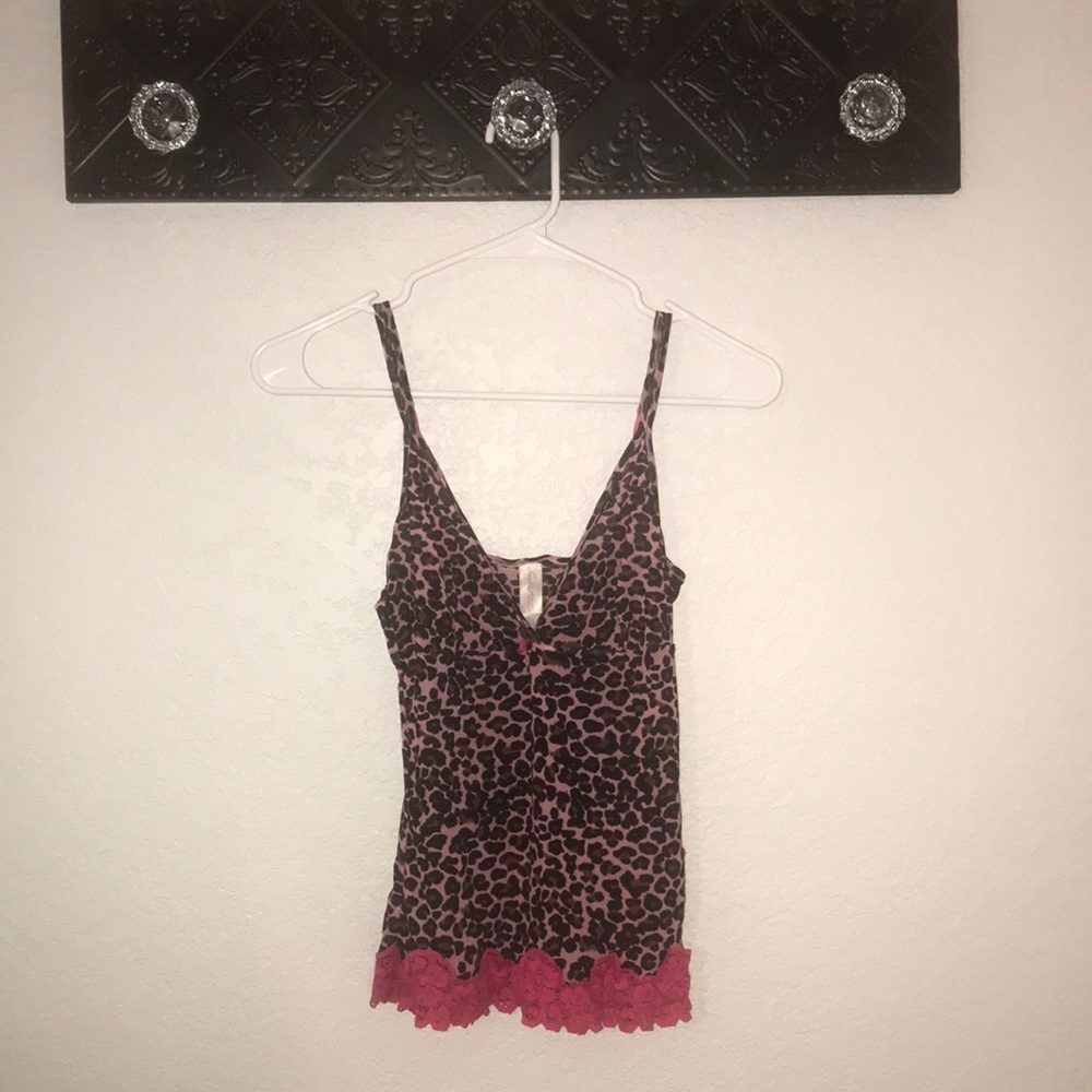 EUC Size Large Sheer Pink Leopard Tank Top rose